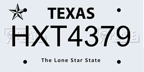 HXT4379 Texas License Plate