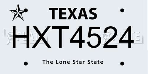 HXT4524 Texas License Plate