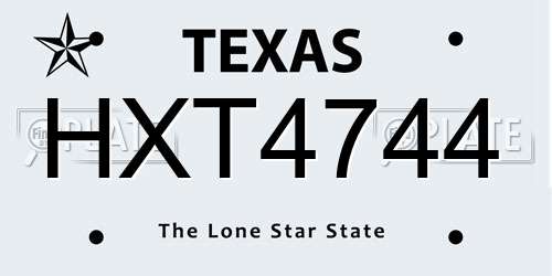 HXT4744 Texas License Plate