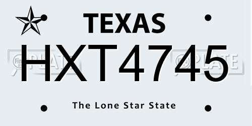 HXT4745 Texas License Plate