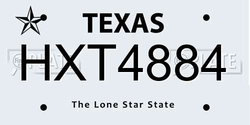 HXT4884 Texas License Plate