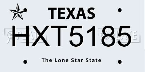 HXT5185 Texas License Plate