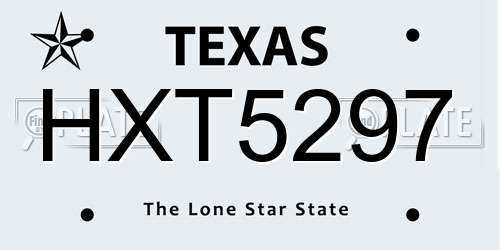HXT5297 Texas License Plate