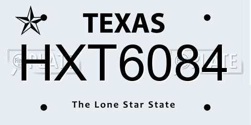 HXT6084 Texas License Plate