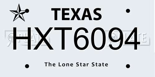 HXT6094 Texas License Plate