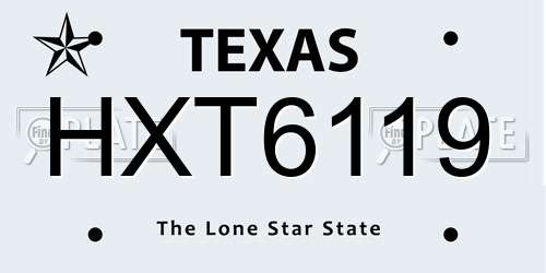 HXT6119 Texas License Plate
