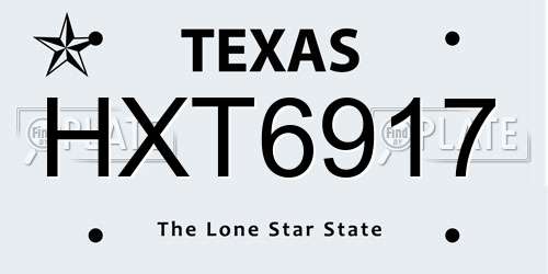 HXT6917 Texas License Plate