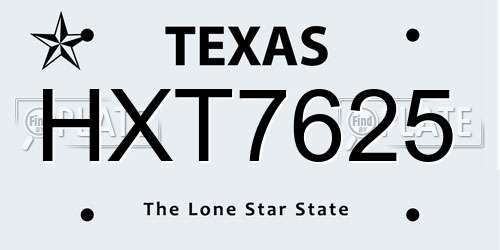 HXT7625 Texas License Plate