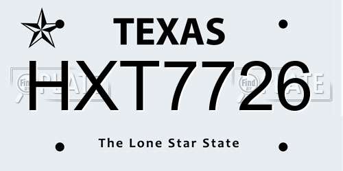 HXT7726 Texas License Plate