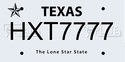 HXT7777 Texas License Plate