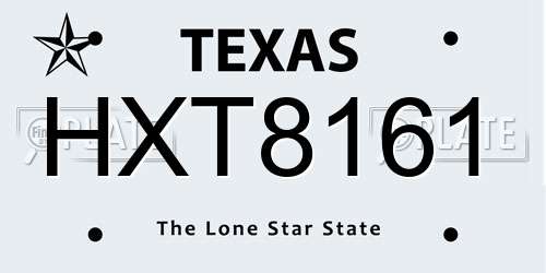 HXT8161 Texas License Plate