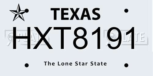 HXT8191 Texas License Plate