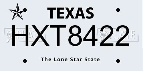 HXT8422 Texas License Plate