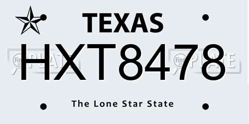 HXT8478 Texas License Plate