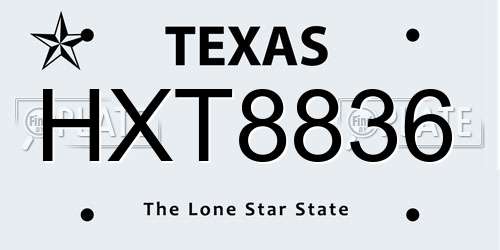 HXT8836 Texas License Plate