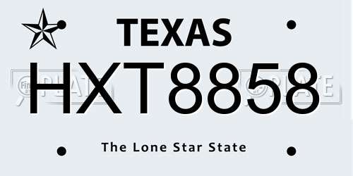 HXT8858 Texas License Plate