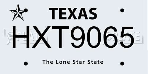 HXT9065 Texas License Plate