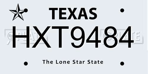 HXT9484 Texas License Plate