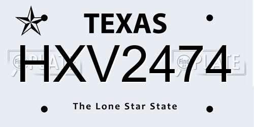 HXV2474 Texas License Plate