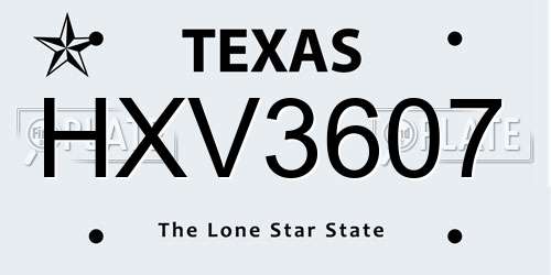 HXV3607 Texas License Plate
