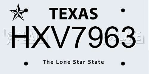 HXV7963 Texas License Plate