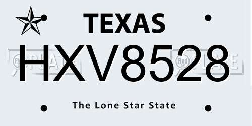 HXV8528 Texas License Plate