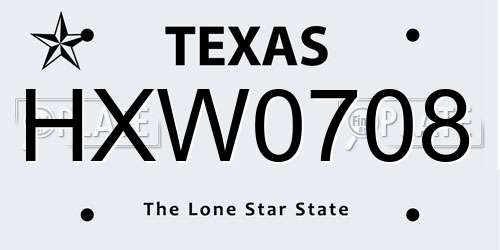 HXW0708 Texas License Plate