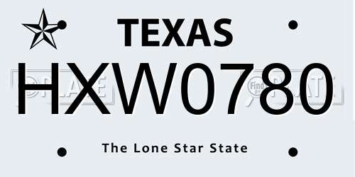 HXW0780 Texas License Plate
