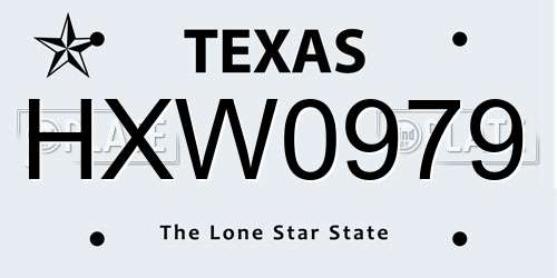 HXW0979 Texas License Plate