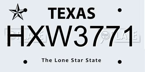 HXW3771 Texas License Plate