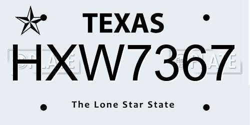 HXW7367 Texas License Plate