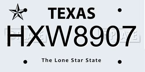 HXW8907 Texas License Plate