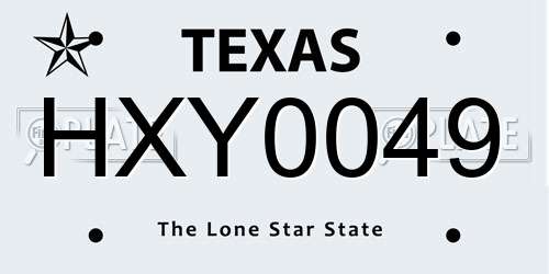 HXY0049 Texas License Plate