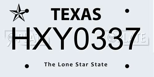 HXY0337 Texas License Plate