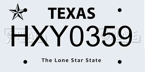 HXY0359 Texas License Plate