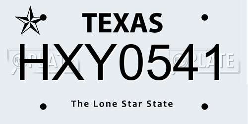 HXY0541 Texas License Plate