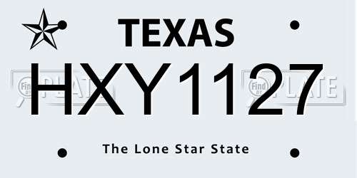 HXY1127 Texas License Plate