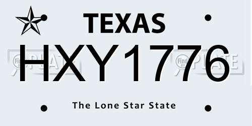 HXY1776 Texas License Plate