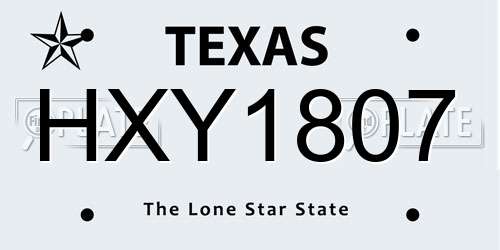 HXY1807 Texas License Plate