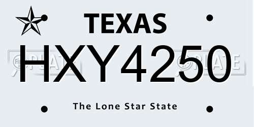 HXY4250 Texas License Plate