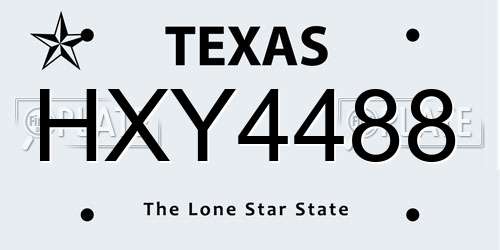 HXY4488 Texas License Plate