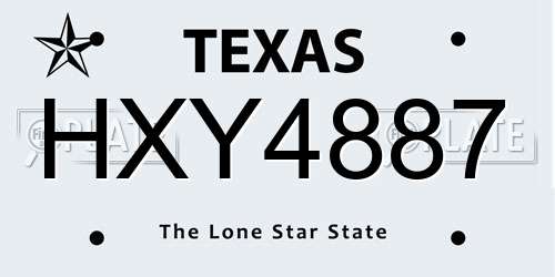 HXY4887 Texas License Plate