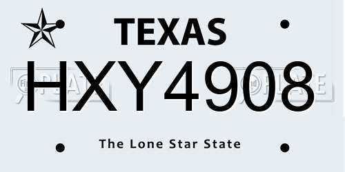 HXY4908 Texas License Plate
