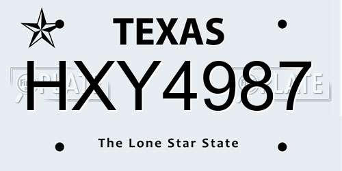 HXY4987 Texas License Plate