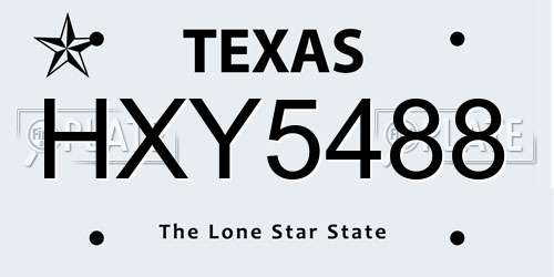 HXY5488 Texas License Plate