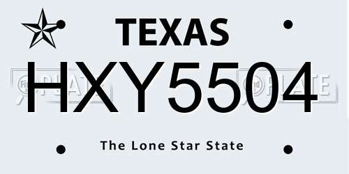 HXY5504 Texas License Plate