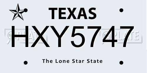 HXY5747 Texas License Plate