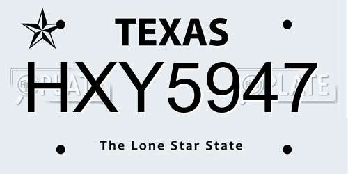 HXY5947 Texas License Plate