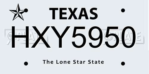 HXY5950 Texas License Plate