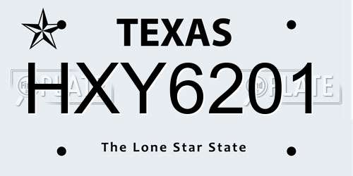 HXY6201 Texas License Plate